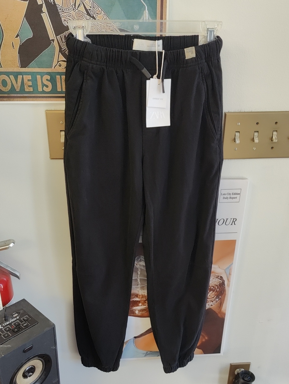 Zara Men Black Elastic Waist Jogger Pants